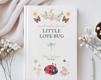 Personalized Little Love Bug Baby Shower Guestbook, Best Wishes for Baby Book, Lady Bug Baby Shower Keepsake, Personalized Pregnancy Journal