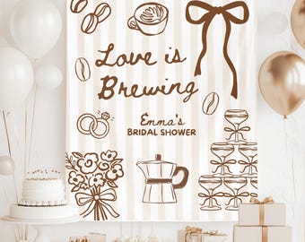 Love is Brewing Bridal Shower Decor, Espresso Martini Bachelorette Banner, Coffee Wedding Theme Sign, Love is Brewing Banner