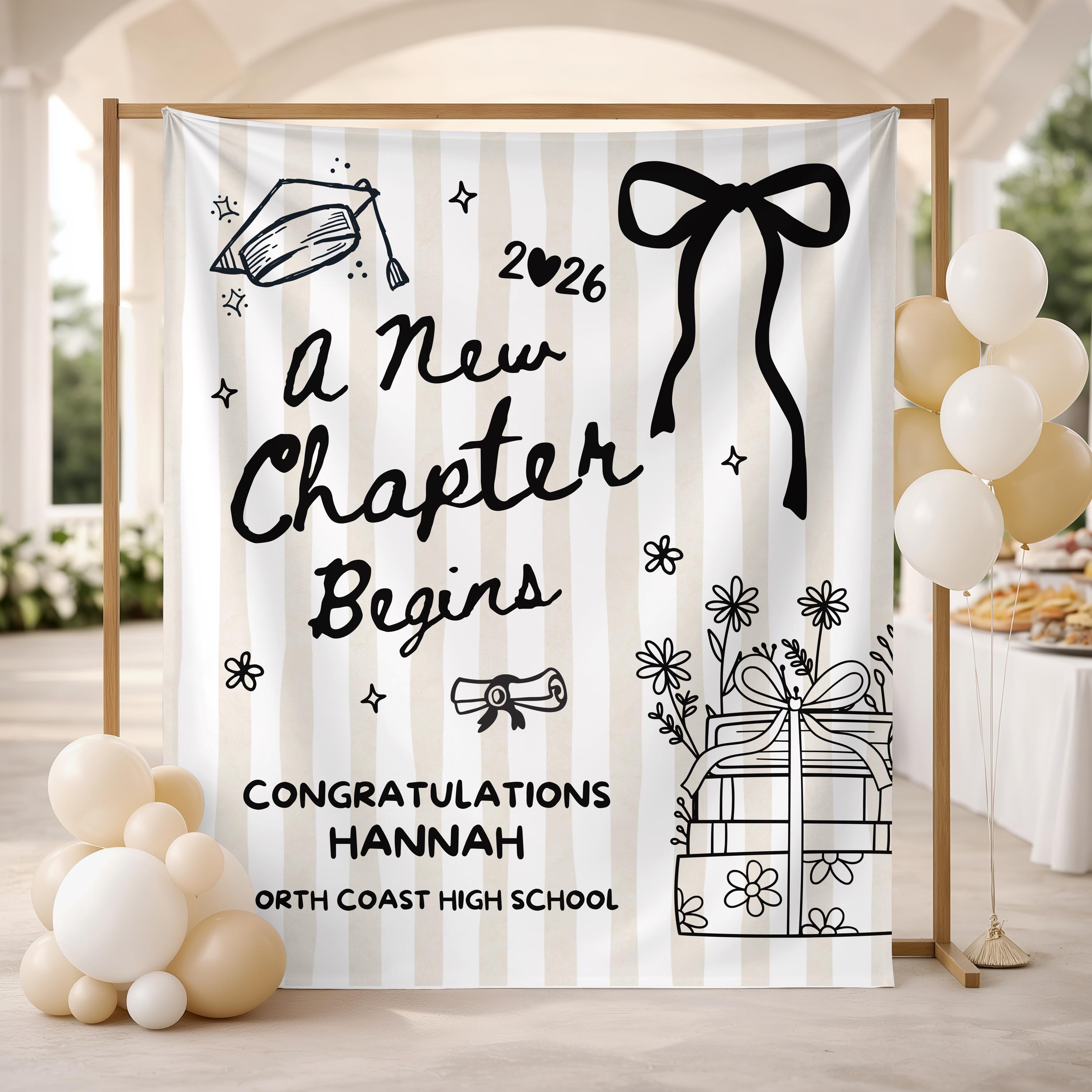 Custom Next Chapter Graduation Banner, 2026 Graduation Backdrop ...