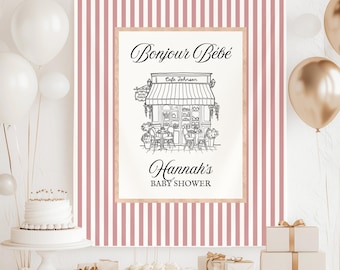 Personalized Bonjour Bebe Paris Chic Baby Shower Backdrop, French Cafe Bebe Brewing Party Sign, Paris Chic Baby Sprinkle Photo Background