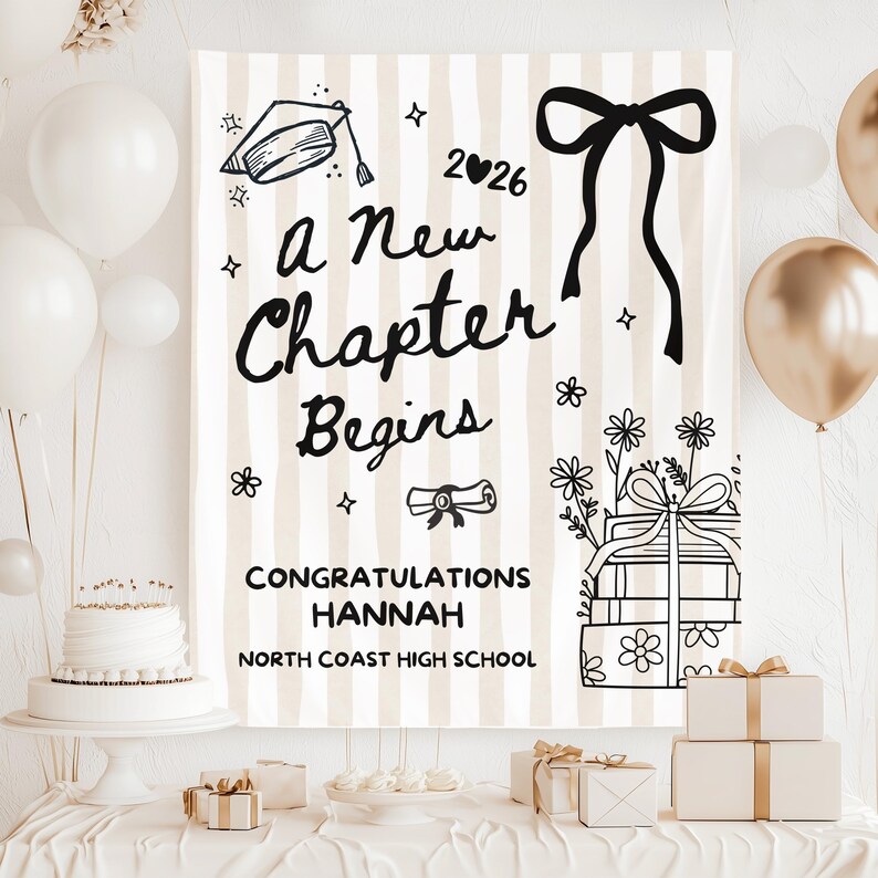 Custom Next Chapter Graduation Banner, 2026 Graduation Backdrop ...