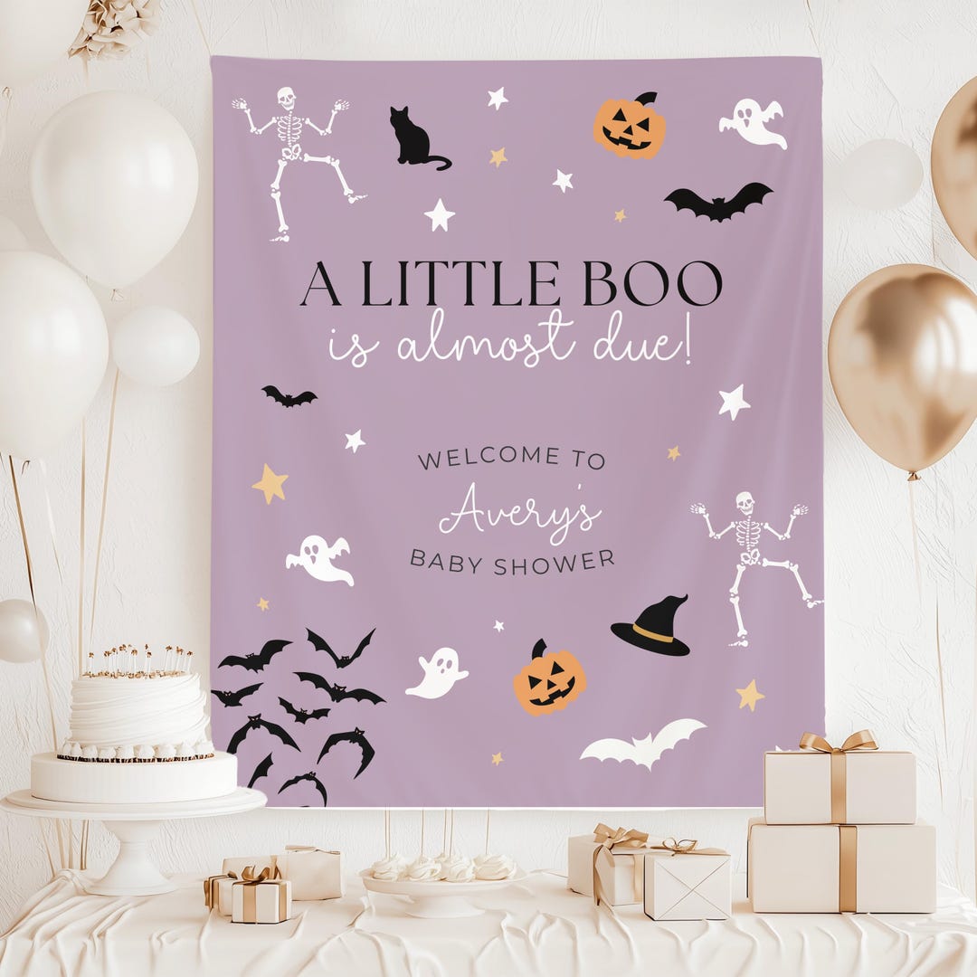 Custom Halloween Baby Shower Party Backdrop, Little Boo is Almost Due ...