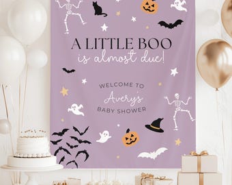 Benutzerdefinierte Halloween-Babyparty-Hintergrund, wenig Boo ist fast wegen Thema, Herbst-Themen-Babyparty-Banner, Baby Sprinkle Foto Hintergrund