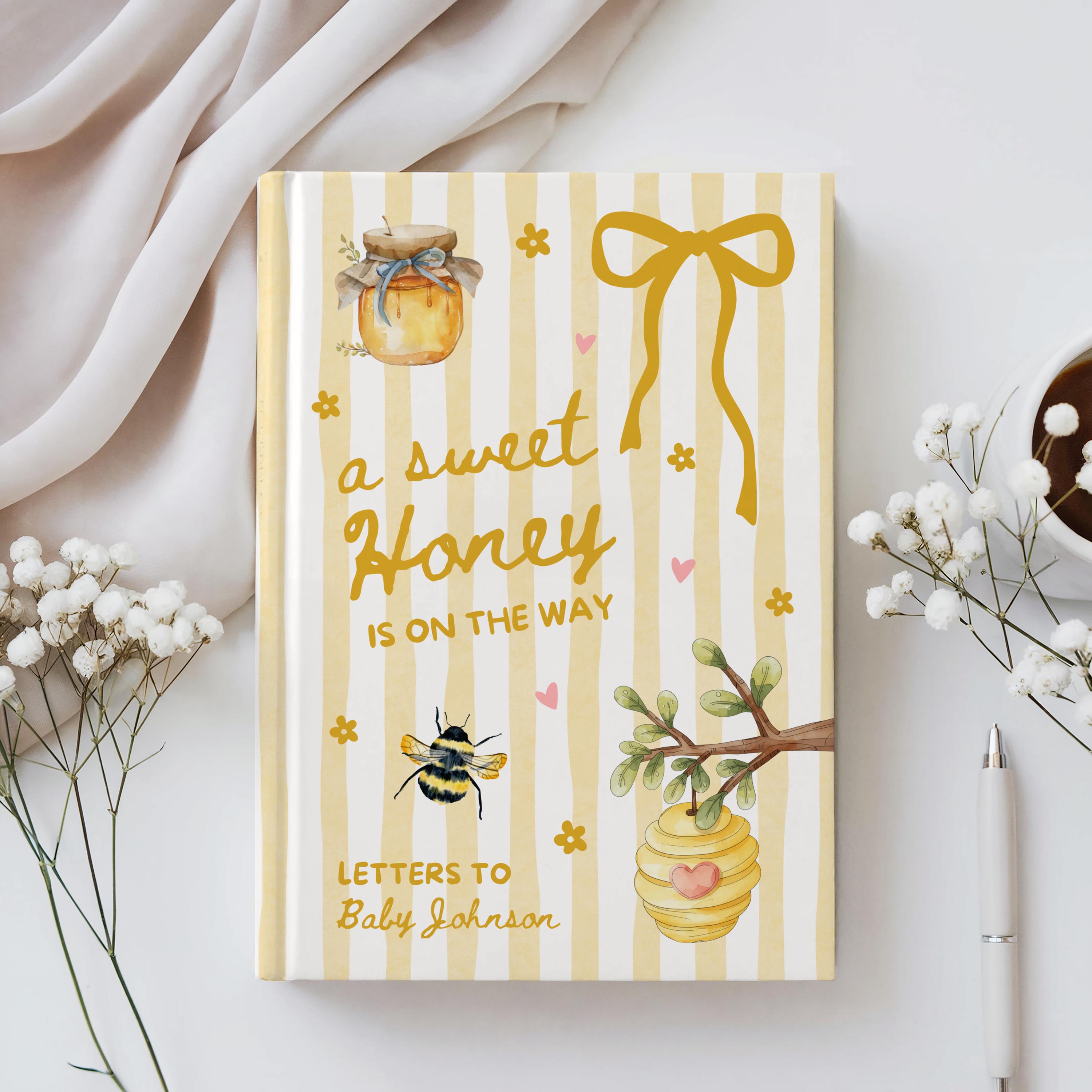 Custom Little Honey on the Way Baby Book, Personalized Bee Baby Shower Guestbook, Letters to Kids Memory Book, Pregnancy Journal for Mom