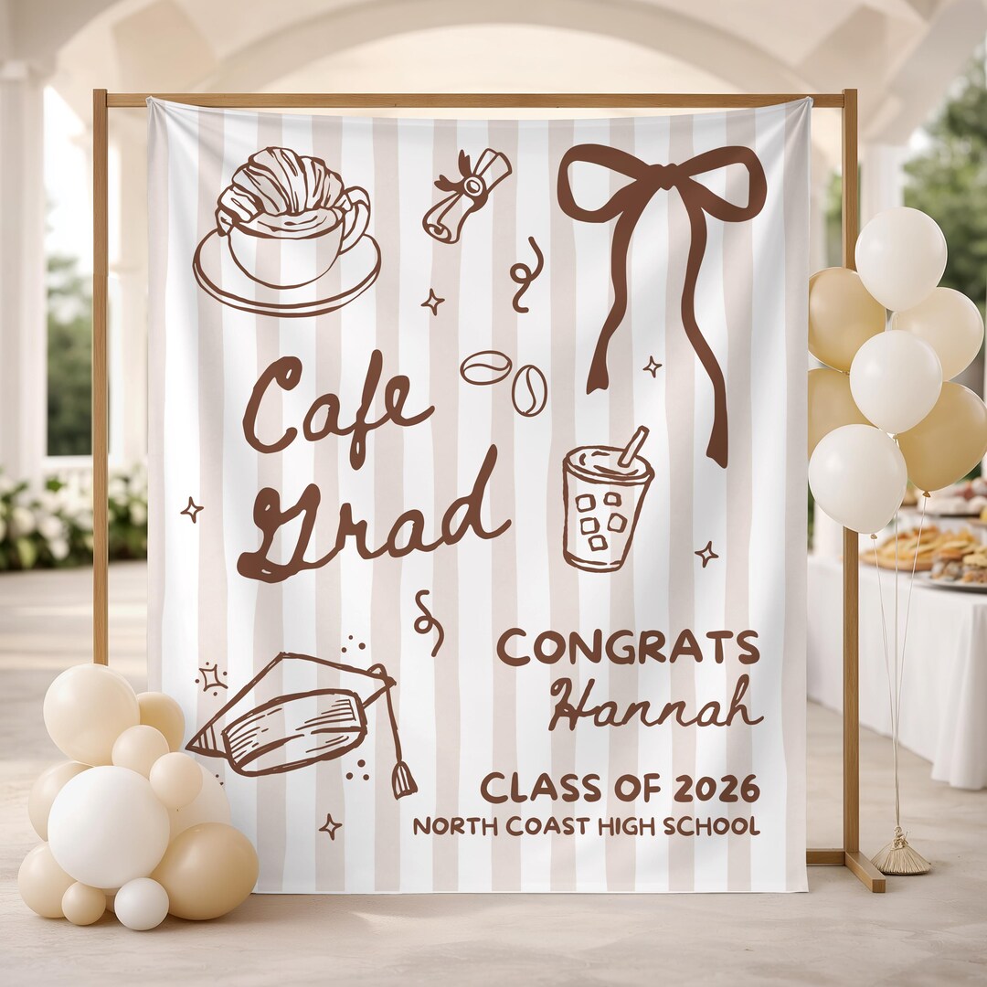 Custom Cafe Graduation Party Welcome Banner, 2026 Graduation Backdrop ...