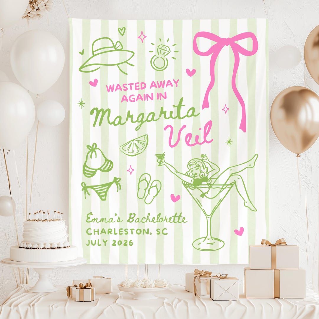 Custom Margarita Veil Bachelorette Banner, Margs and Matrimony Tapestry ...