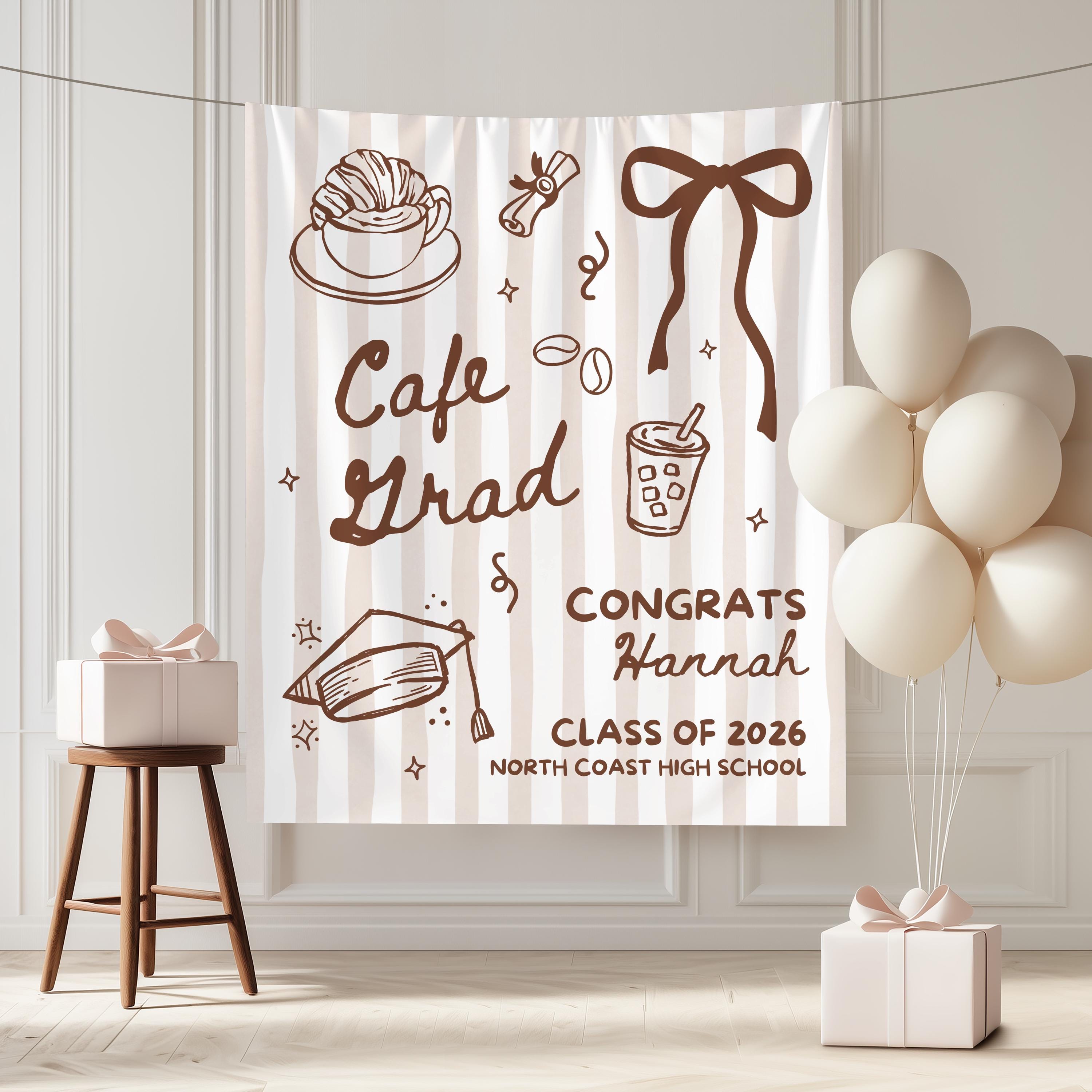 Custom Cafe Graduation Party Welcome Banner, 2026 Graduation Backdrop ...