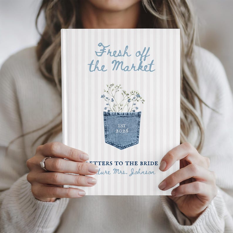 Personalized Letters to the bride Journal, hen do scrapbook, fresh off the market bachelorette, bridal shower gift, advice for bride to be image 3