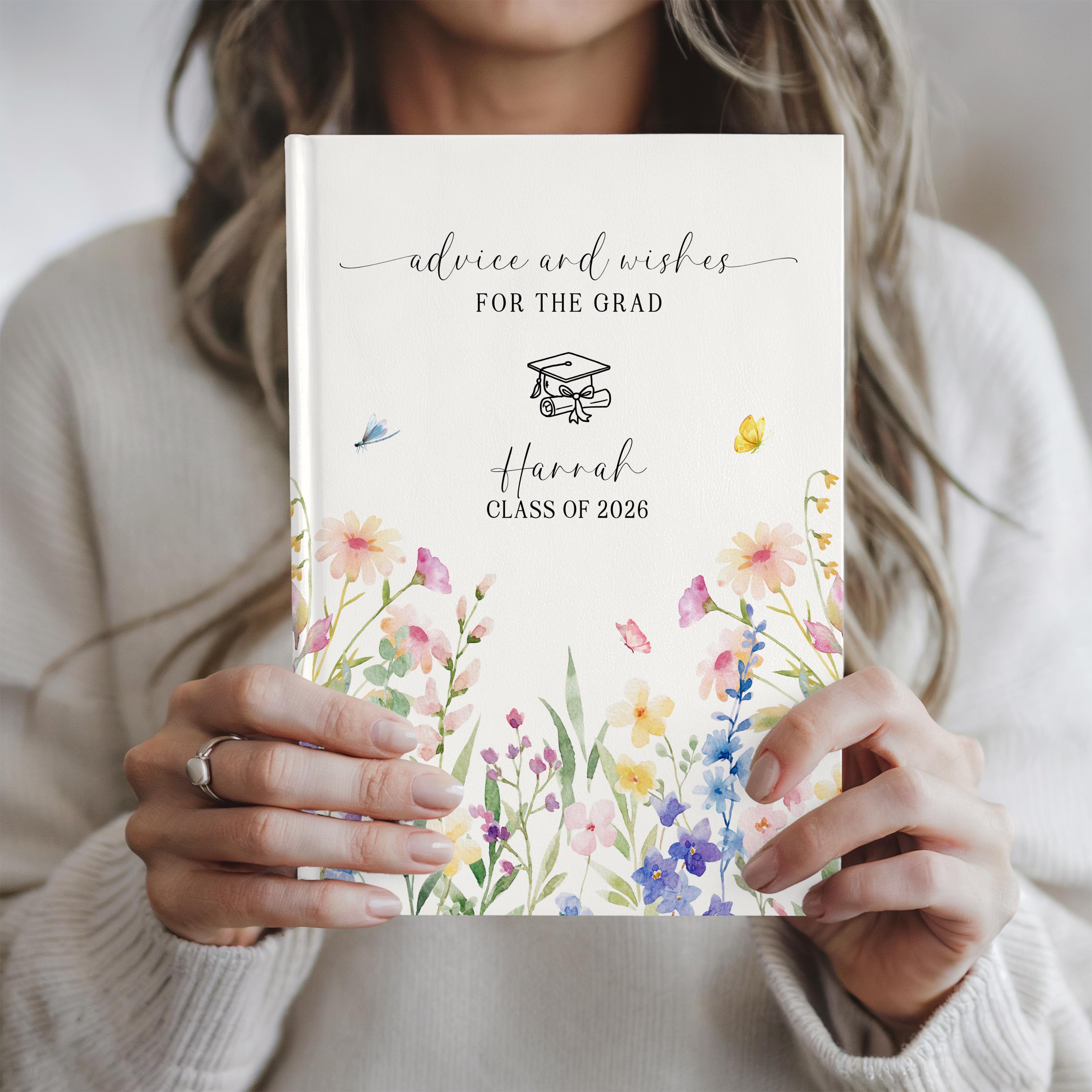 Graduation Message Book Custom Floral Graduate Advice Book, Garden Theme Grad Party Guestbook ...