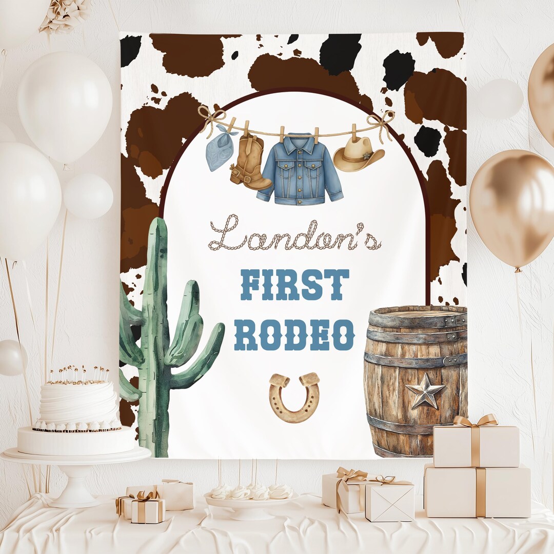 First Rodeo Birthday Backdrop, Western Birthday Decor, Blue Jean Baby ...