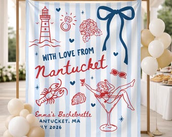 Banner de despedida de soltera con amor desde Nantucket, Despedida de soltera costera "Ella es una joya", Compromiso de fin de semana de despedida de soltera en Cape Cod, Despedida de soltera con langosta