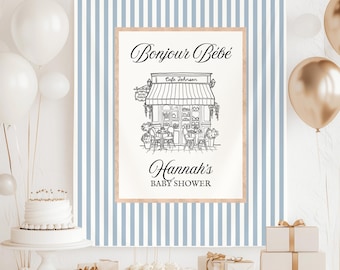 Custom Bonjour Bebe Paris Chic Baby Shower Backdrop, French Cafe Bebe Brewing Party Sign, Paris Chic Baby Sprinkle Photo Background
