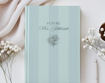 Custom Wedding Planning Journal For Future Mrs, Personalized Something Blue Notebook For Bride, Couples Engagement Gift, Bridal Shower Gift