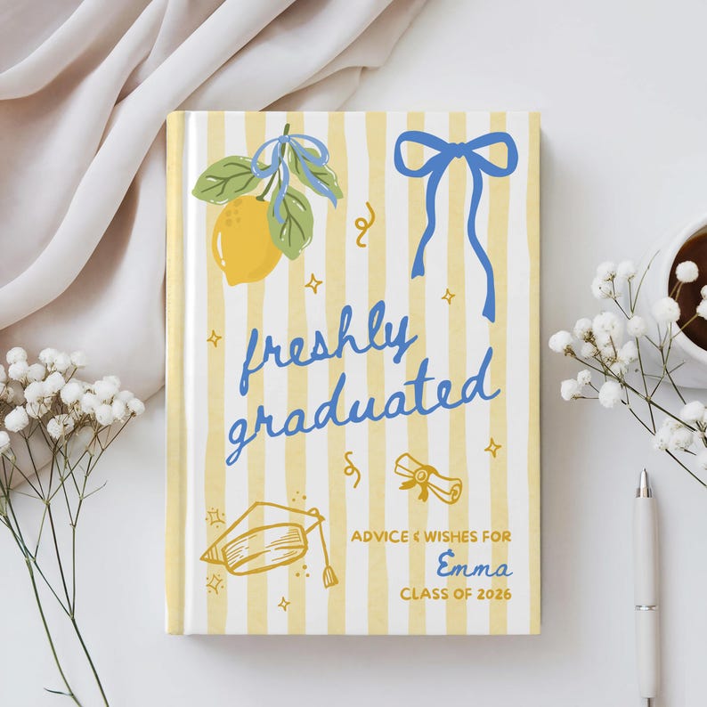 Personalized Freshly Graduated Book, Custom Graduation Guestbook, High ...