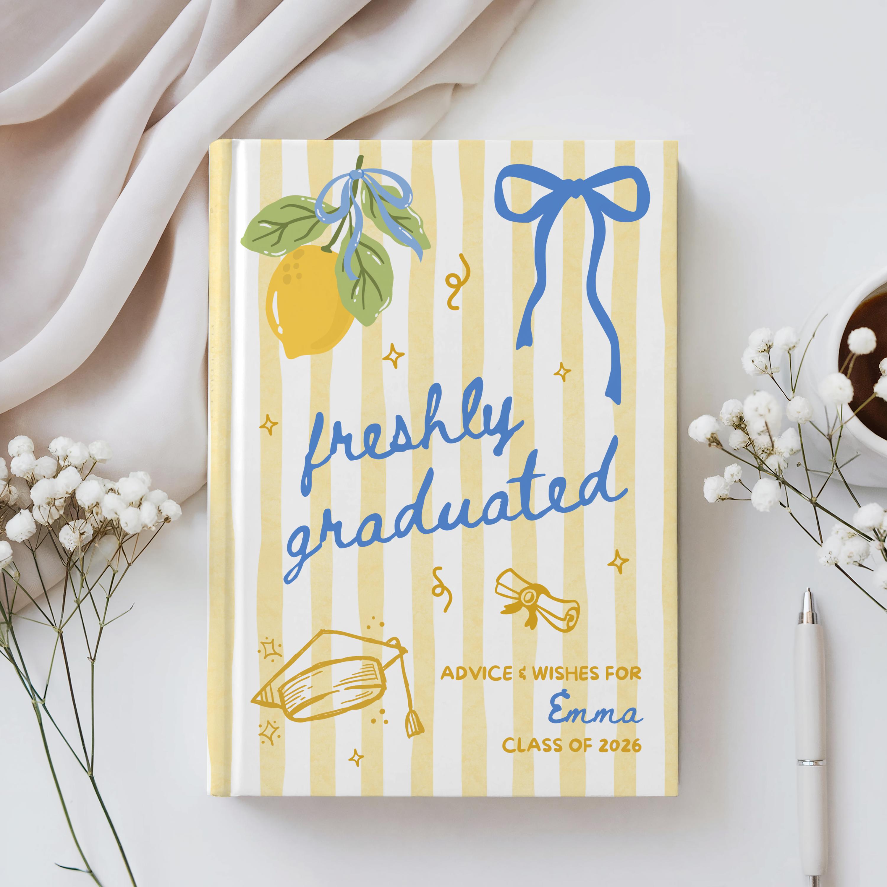 Graduation Message Book Personalized Freshly Graduated Book, Custom Graduation Guestbook, High ...