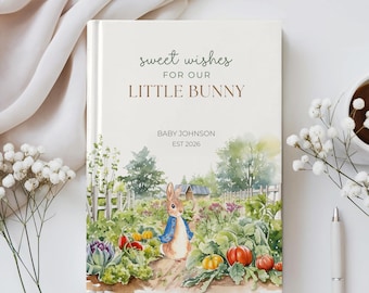 Personalized Peter Rabbit Baby Book Gift, Storybook Bunny Baby Shower Guestbook, Letters for Baby Memory Book, Custom Pregnancy Journal