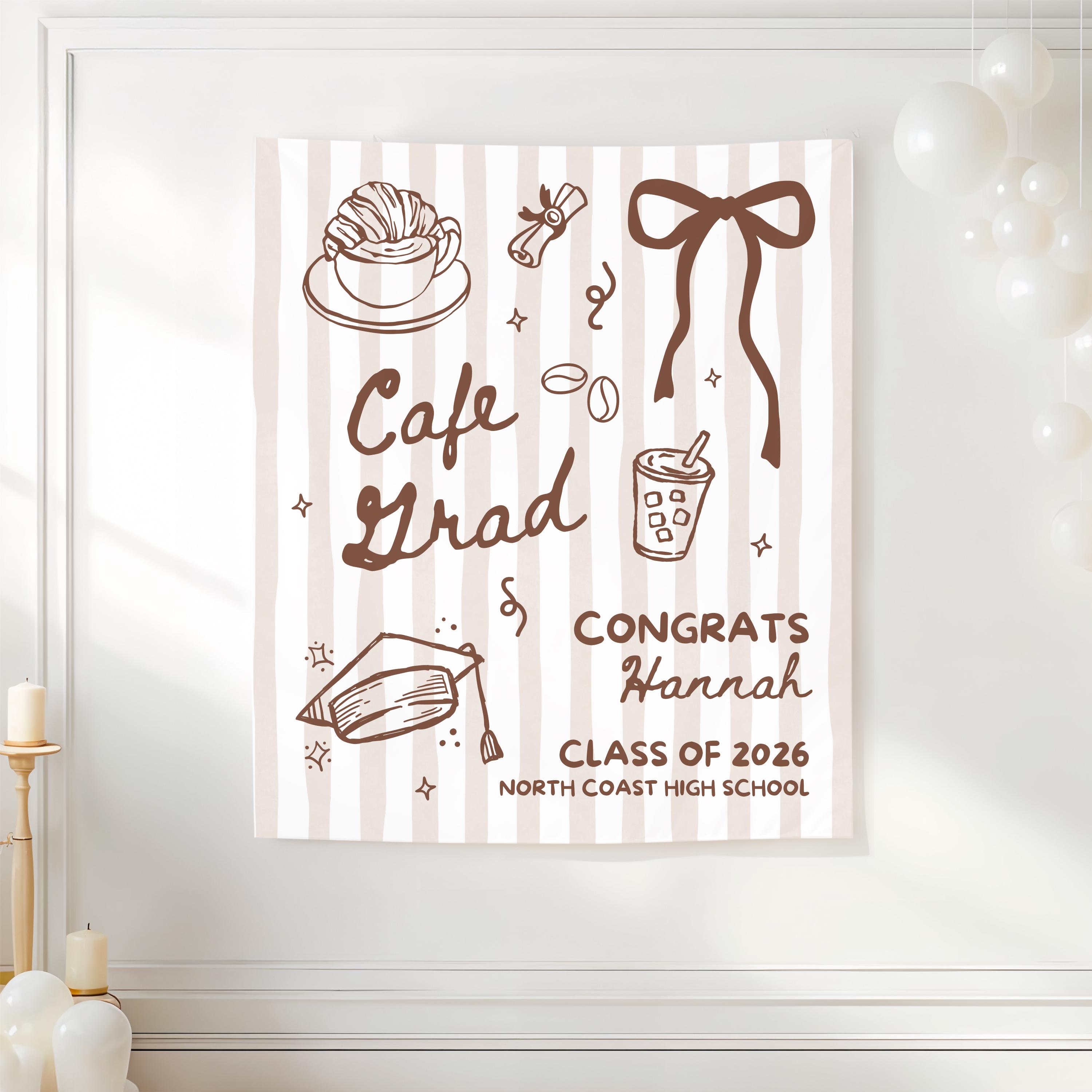 Custom Cafe Graduation Party Welcome Banner, 2026 Graduation Backdrop ...