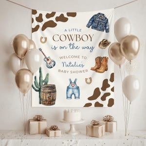 Painel de fundo para chá de bebê com tema country, banner para chá de bebê com tema country e jeans, fundo para fotos de chá de bebê com tema faroeste.