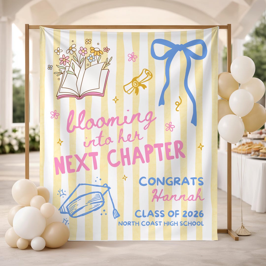 Custom Blooming Next Chapter Graduating Banner, Floral Graduation ...