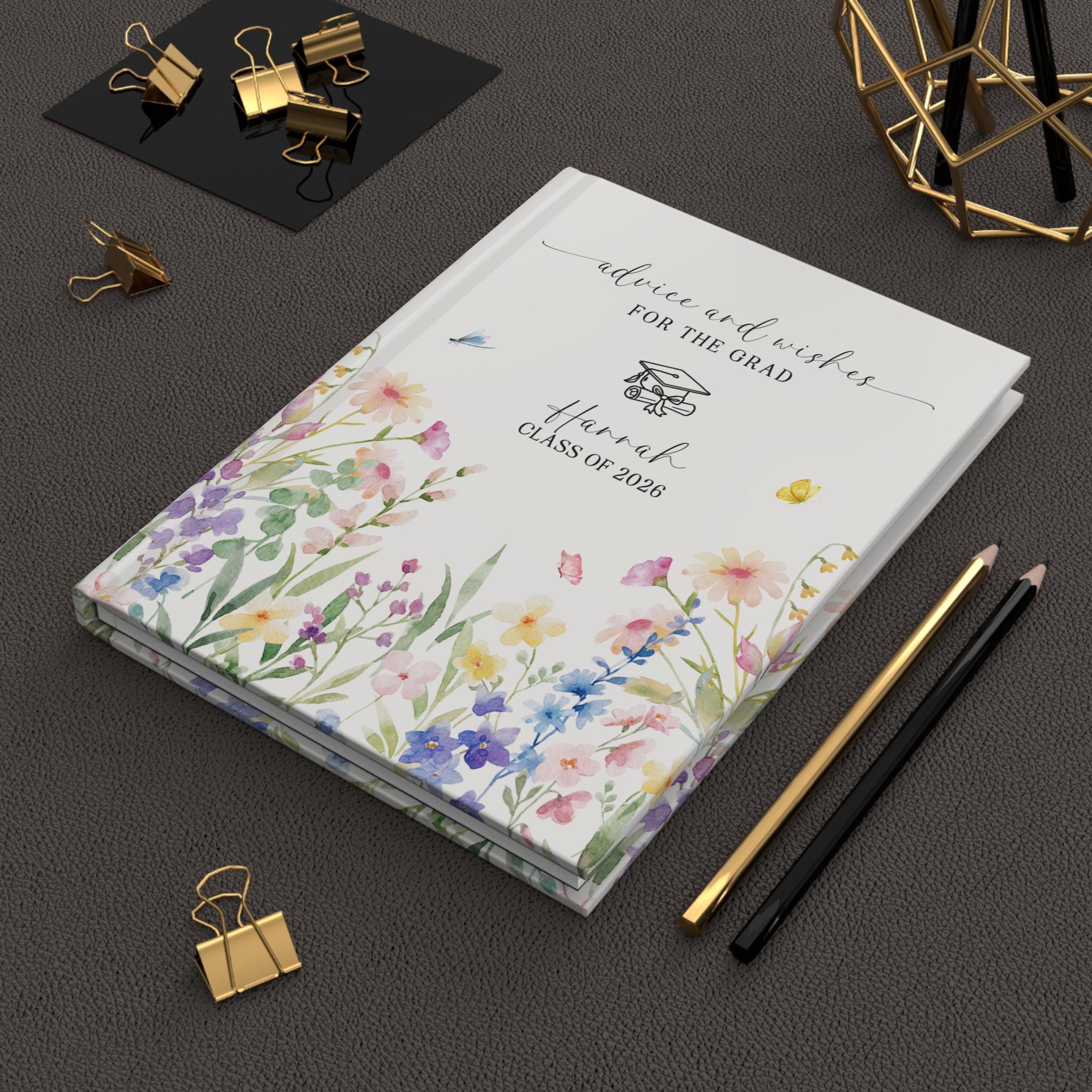 Graduation Message Book Custom Floral Graduate Advice Book, Garden Theme Grad Party Guestbook ...