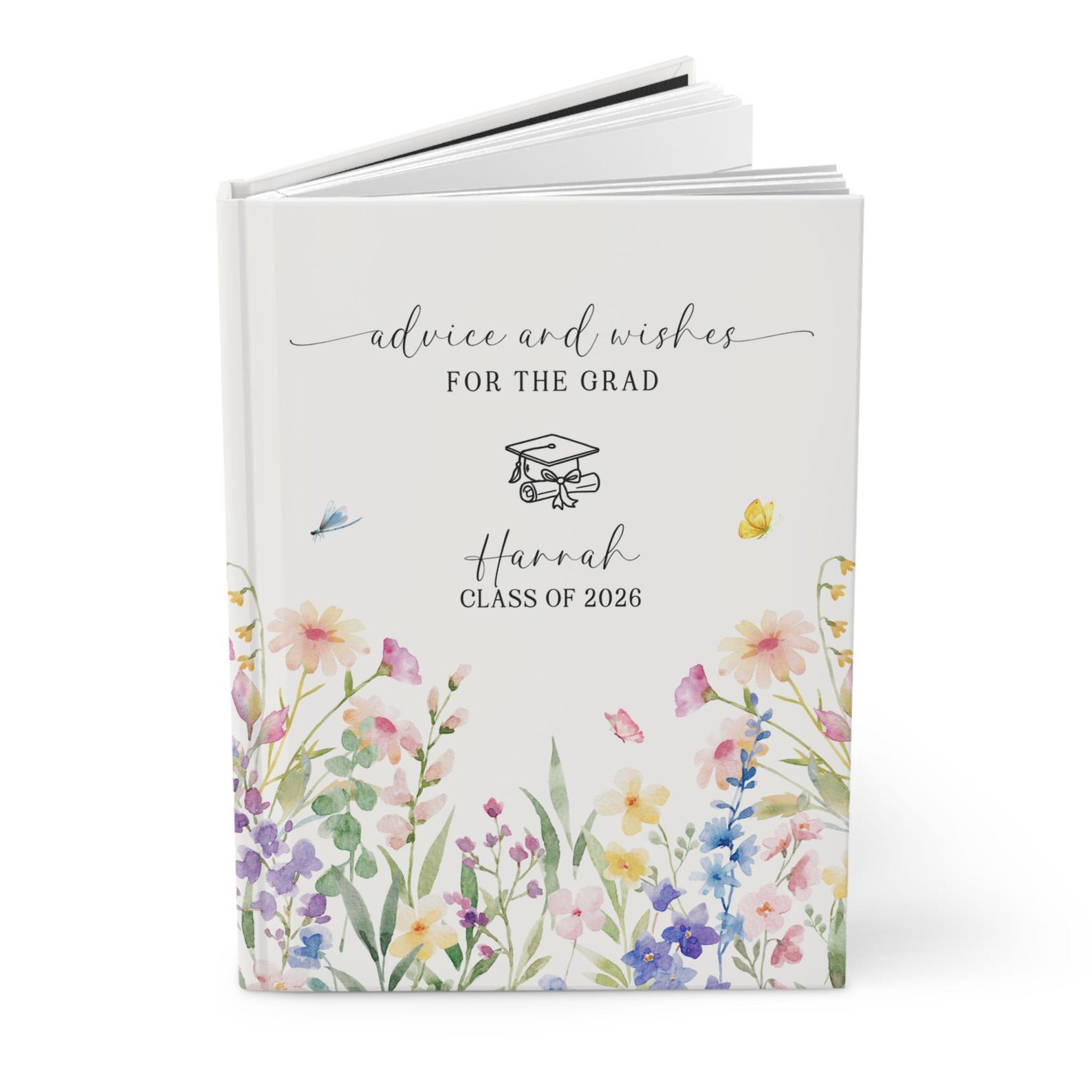 Graduation Message Book Custom Floral Graduate Advice Book, Garden Theme Grad Party Guestbook ...