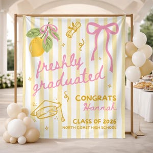 Spersonalizowany baner dla świeżo upieczonego absolwenta, tło na ukończenie szkoły w 2026 roku, dekoracje na przyjęcie z okazji ukończenia szkoły, znak z rocznika 2026, powitanie na przyjęciu z okazji ukończenia szkoły