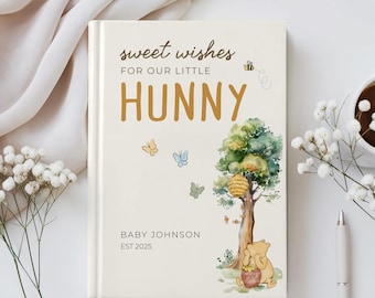 Classic Winnie the Pooh Baby Shower Guestbook, Best Wishes for Baby Book, Storybook Baby Shower Keepsake, Personalized Pregnancy Journal