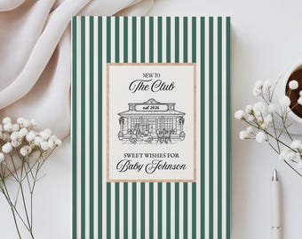 Gepersonaliseerd nieuw bij de Country Club babyboek, tennis en golf babyshower gastenboek, beste wensen voor baby geheugenboek, zwangerschapsdagboek