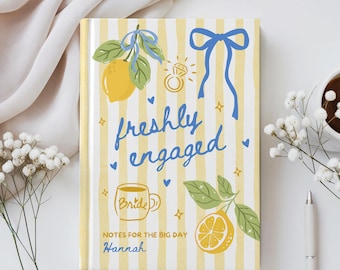 Diario personalizado para planificar la boda de una recién comprometida, regalo de compromiso para ella, regalo personalizado de limón para despedida de soltera, nombre personalizado Futura Sra. 2026