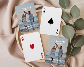 Custom Photo Playing Cards, Personalized Wedding Poker Cards, Bridal Party Gifts, Wedding Favors, Anniversary Keepsakes, Newlywed Gifts
