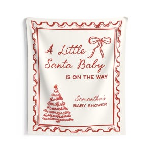 Toile de fond de fête de baby shower du père Noël, bannière de baby shower sur le thème de Noël, fond photo saupoudrer de bébé d'hiver image 6