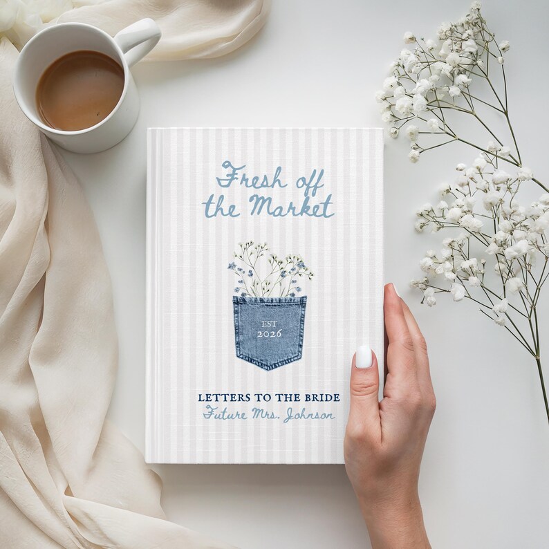 Personalized Letters to the bride Journal, hen do scrapbook, fresh off the market bachelorette, bridal shower gift, advice for bride to be image 4