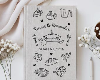 Personalized Recipe Book for Couple, Custom Name Family Cookbook Recipe Book, Food Lover Newlywed Gift, Cooking Journal, Wedding Gift Idea