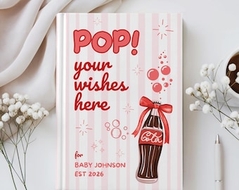 Custom Ready to Pop Baby Shower Guestbook, Wishes for Baby Memory Book, Retro Soda Pop Baby Shower Keepsake, Personalized Pregnancy Journal
