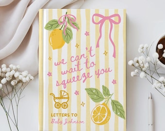 "Personalisiertes Zitronen-Babyparty-Gästebuch, ""Briefe an Baby-Gedächtnisbuch"", italienischer Sommer, individuelles Geschenk für ein Baby auf dem Weg."