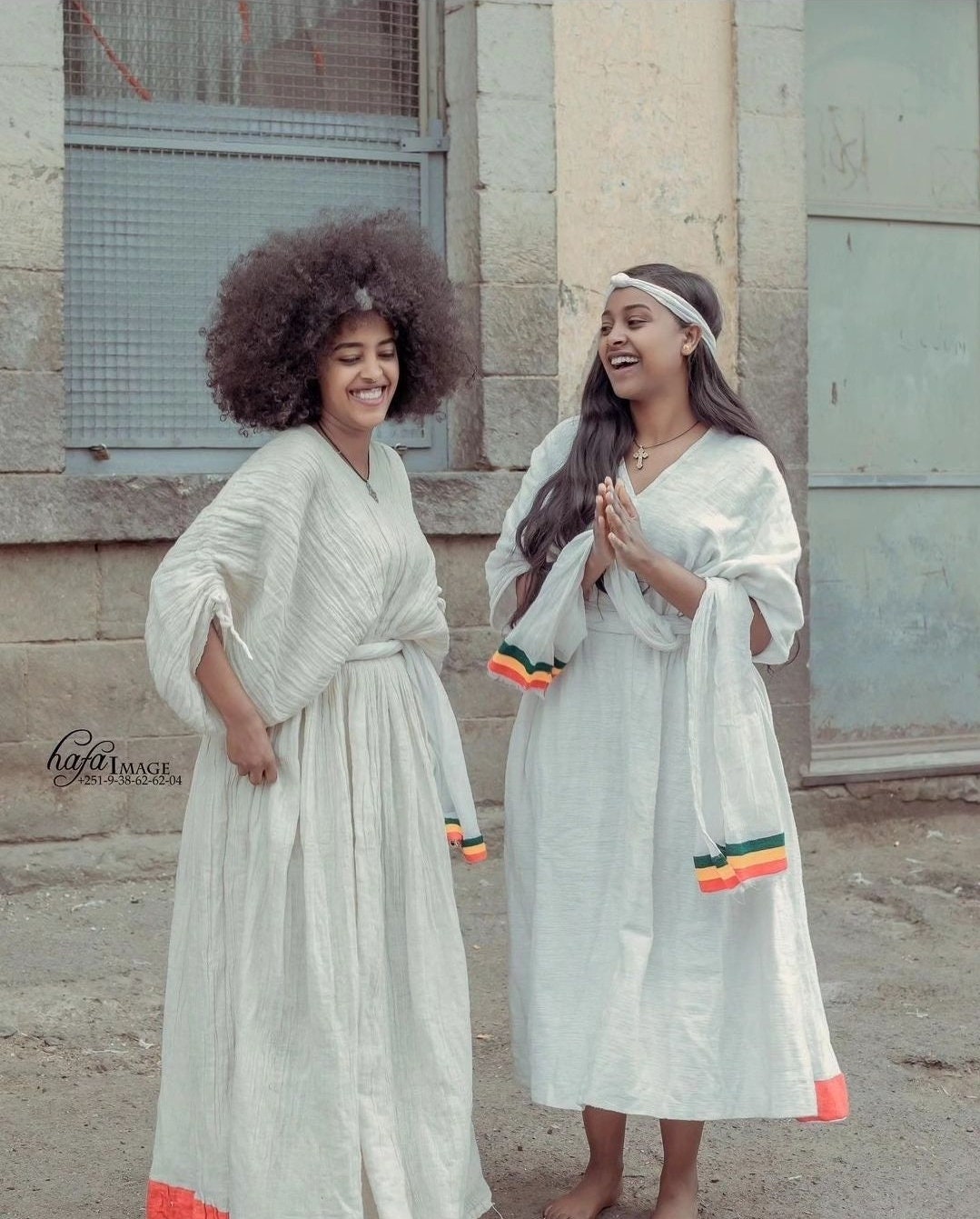 Habesha Dress - Casual Cotton Gonder fetel Style with Colorful Borders main image 1