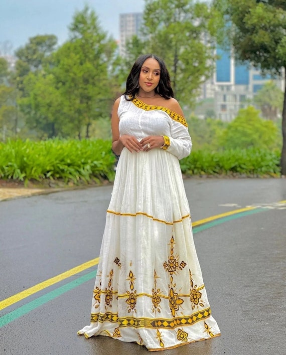Exquisite Yellow Traditional Habesha Dress /geez New Year