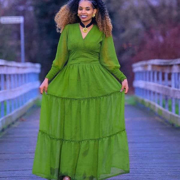 Green habesha chiffon