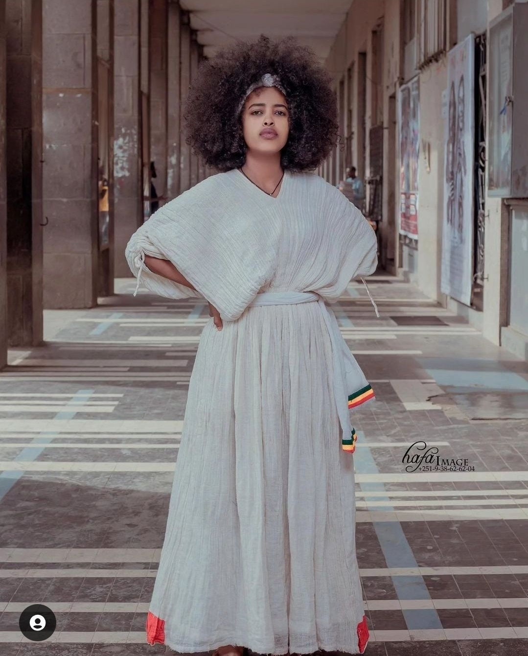Habesha Dress - Casual Cotton Gonder fetel Style with Colorful Borders