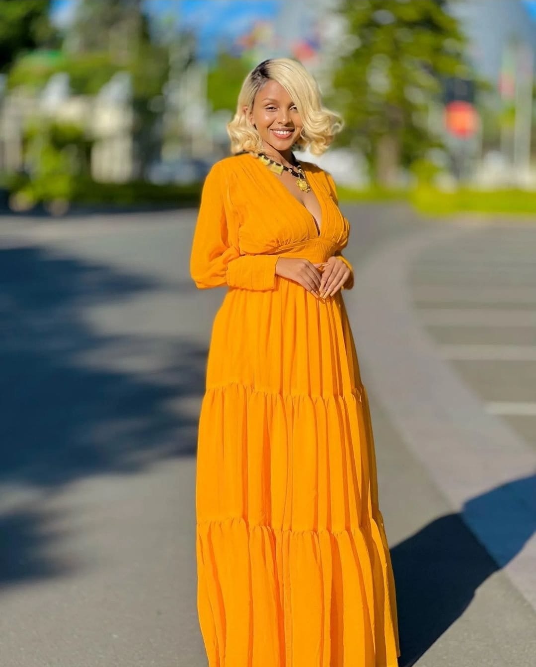 Orange Chiffon /Ethiopian and Eritrean Traditional Habesha Dress