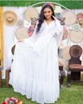 White in white chiffon /habesha kemis / Ethiopian dress / eritrean dress / product logo