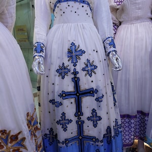 Stunning Blue habesha traditional dress/Ethiopian and Eritrean traditional habesha dress