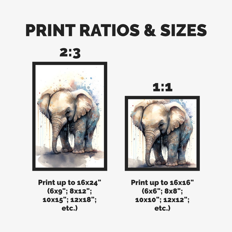 Watercolor Elephant Printable Animal Wall Art Nursery Decor Etsy