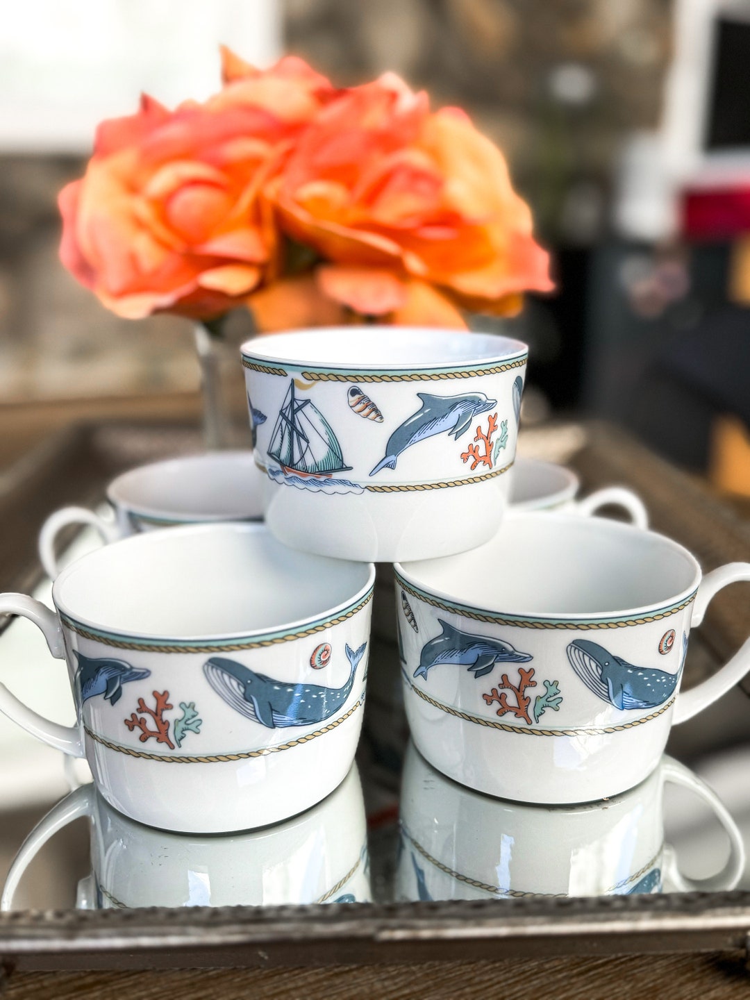 Marine Inspired Coffee Mug Set Etsy