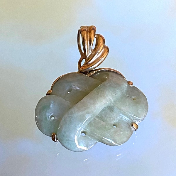 14K Gold and Jade Pendant from Hong Kong