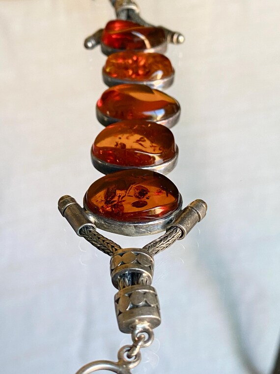Joms Sterling Silver and Amber Bracelet with Five Large Stones View 2