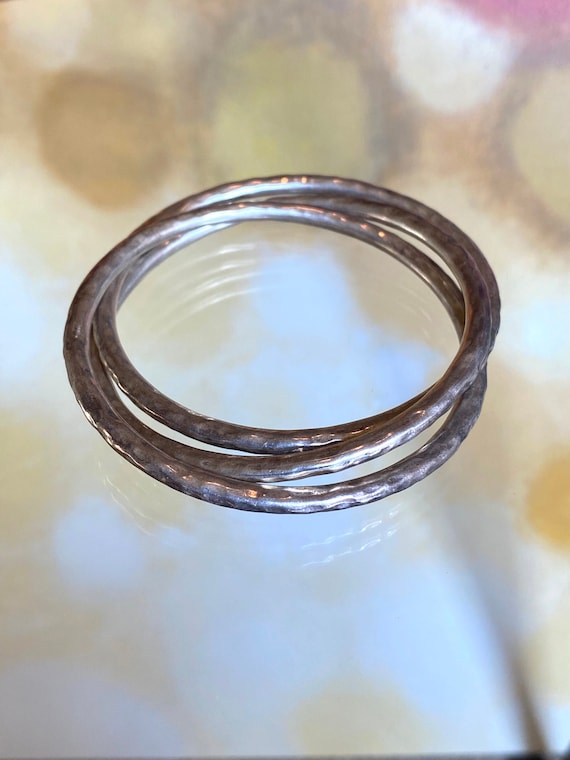 Sterling Silver Bangle Bracelet with Three Interlo