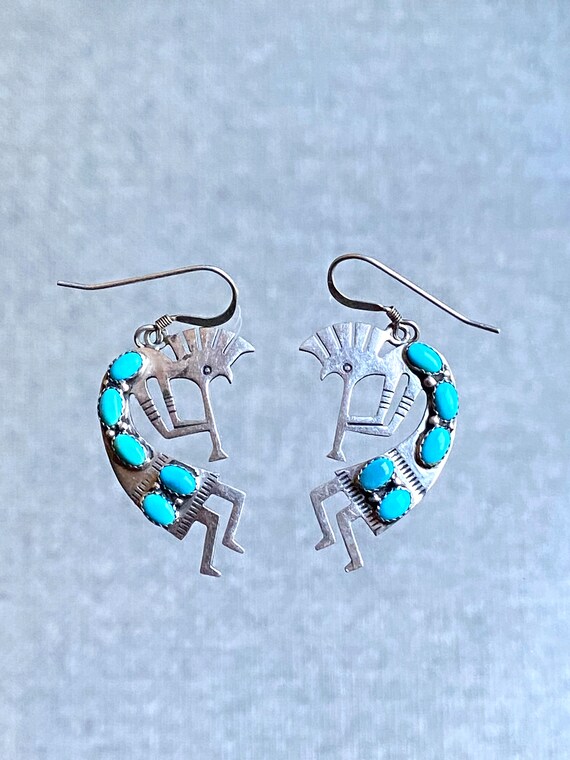 Kokopelli Sterling Silver and Turquoise Earrings