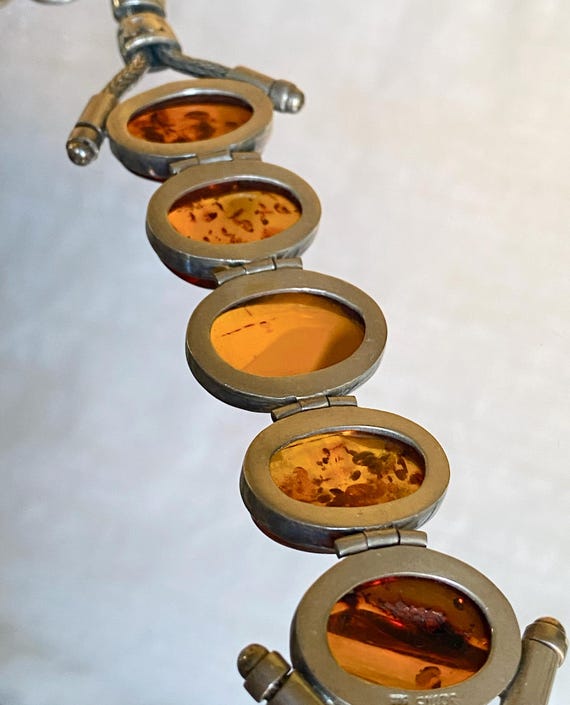 Joms Sterling Silver and Amber Bracelet with Five Large Stones View 4