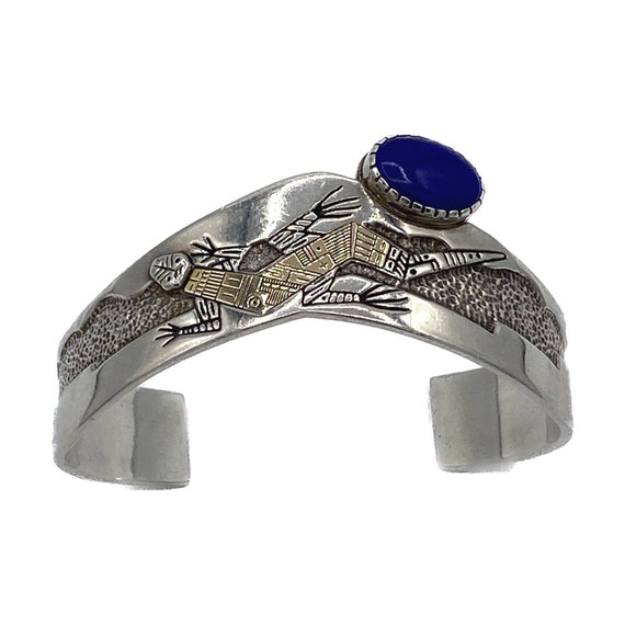 Vintage Sterling Silver, 14K Gold, and Lapis Lazu… - image 3